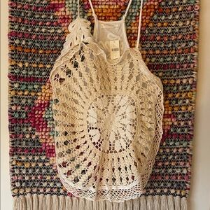 Anthropologie Cream Crochet Tank Top
